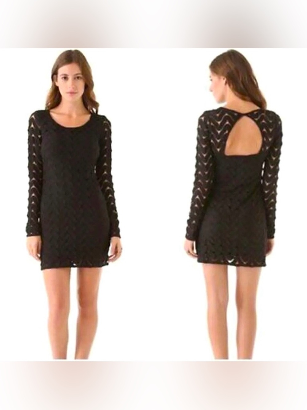 Free People Black Lace Open Back Mini Dress
